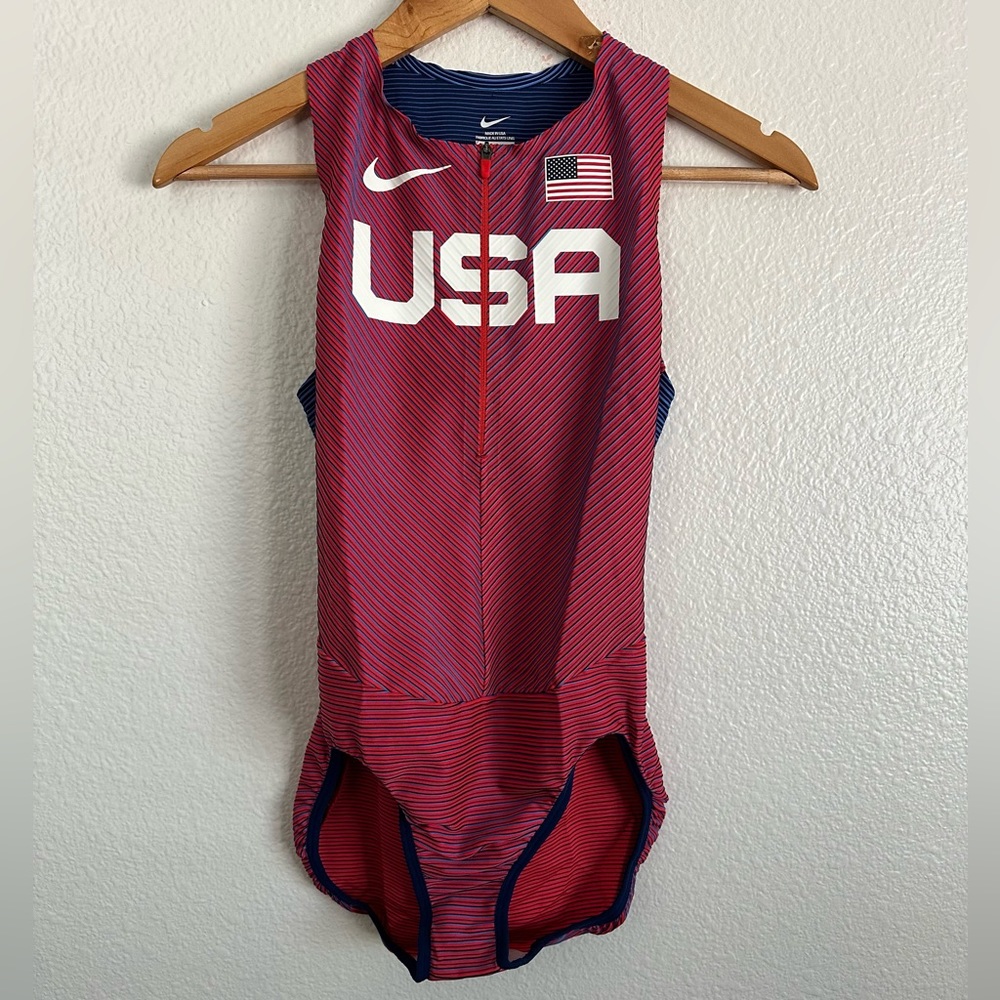 Nike Pro Elite USA Running Racing Track Singlet Suit Unitard Women’s Size Small